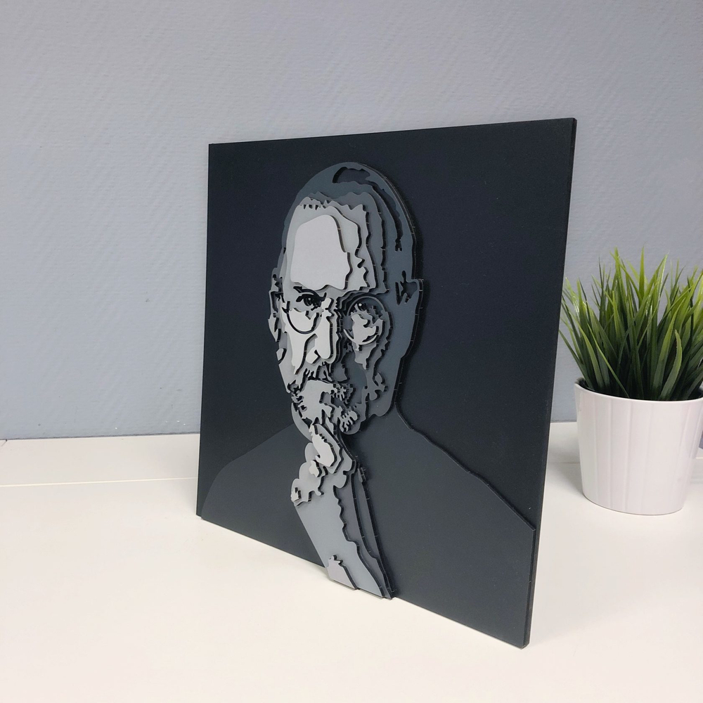 Стив Джобс от SamCraft - сборные объемные картины из дерева своими руками, покрась, собери и склей