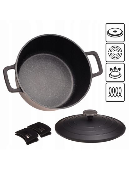 Кастрюля 4,5 л. Kamille KM 4461 серия DUBLIN из литого алюминия с антипригарным покрытием с крышкой