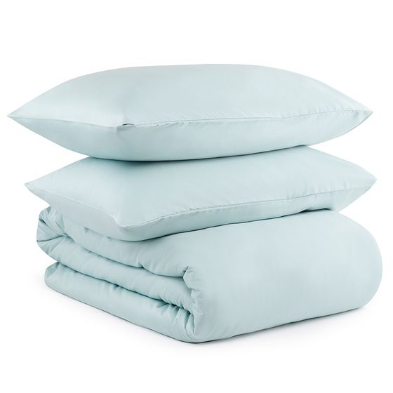 Комплект постельного белья двуспальный из сатина голубого цвета Essential