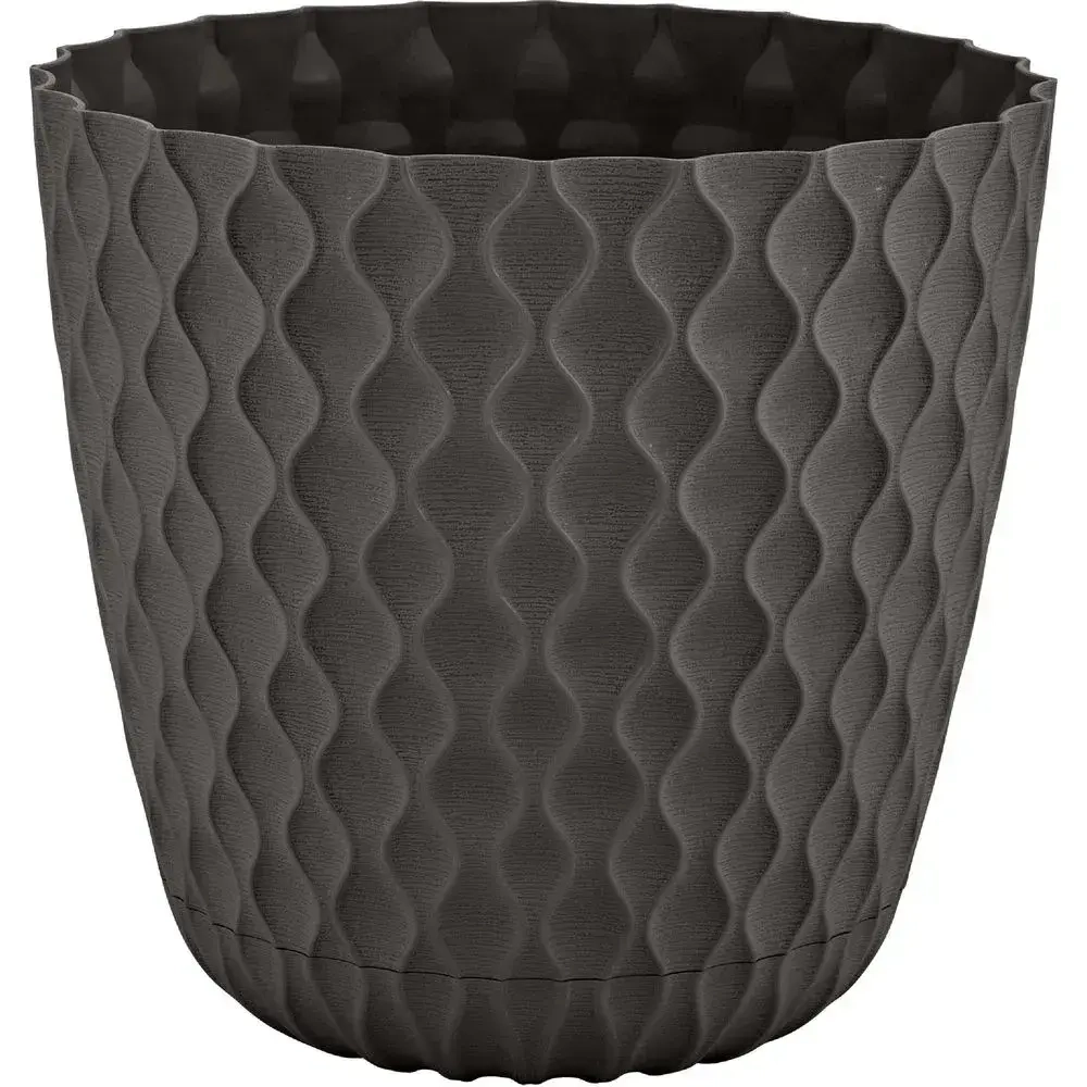 Горшок для цветов InGreen Wave с дренажной сеткой и съемным поддоном 10л, D270мм, горький