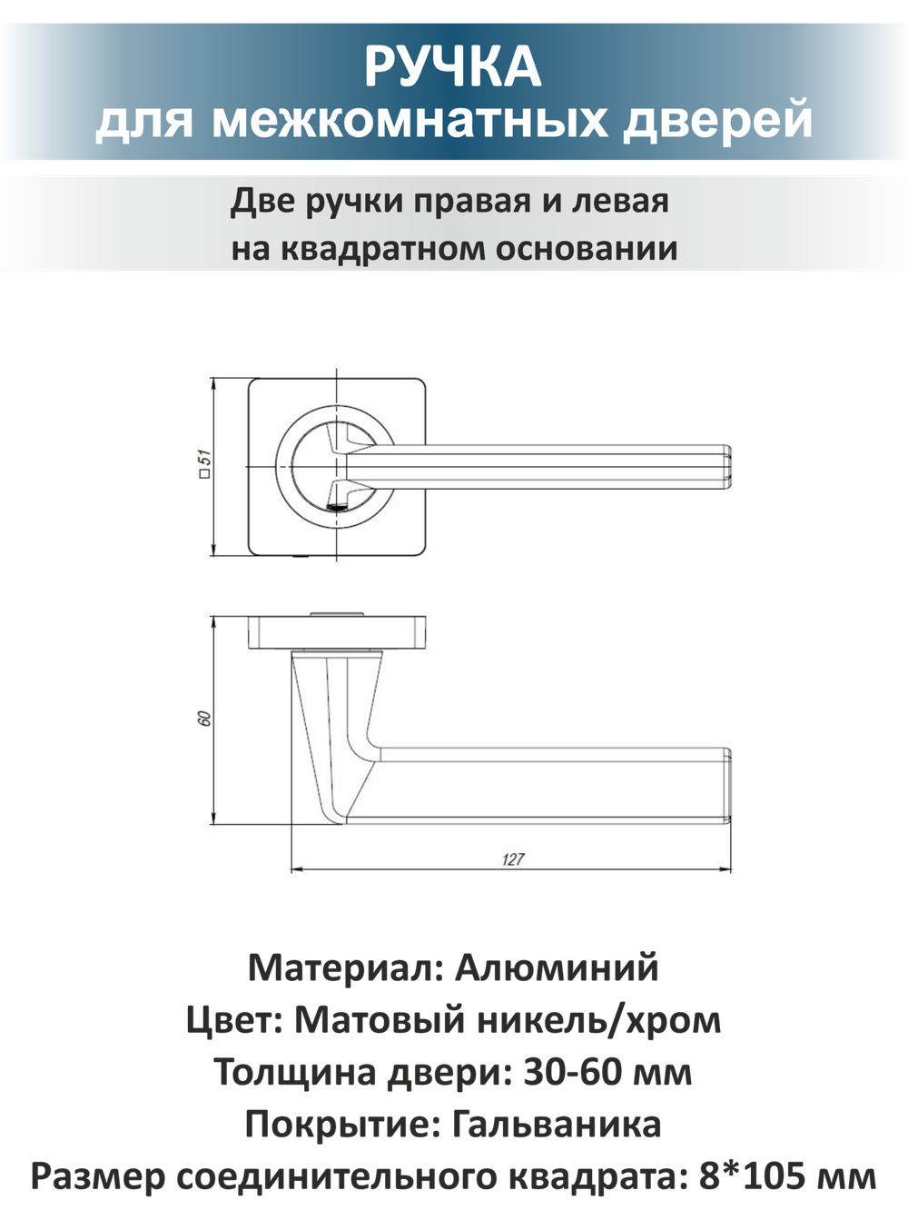 Фурнитура для межкомнатных дверей с замком TREND