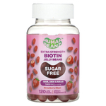 Human Beanz, мармеладки с биотином, с повышенной силой действия, без сахара, клубничный взрыв, 5000 мкг, 120 мармеладок (2500 мкг в каждом мармеладке)