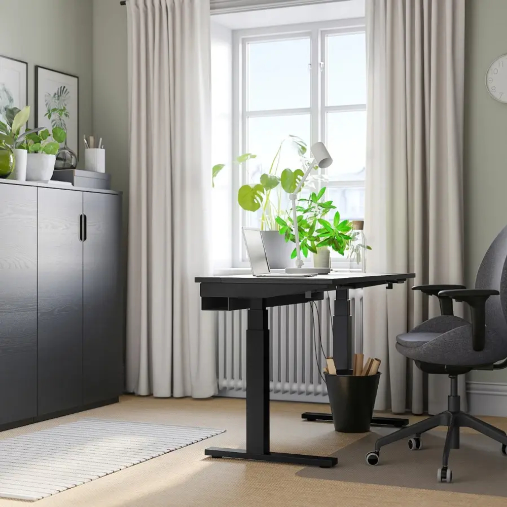 Письменный стол с регулировкой по высоте - IKEA MITTZON/МИТТЗОН ИКЕА, 120х60х62-126 см, черный