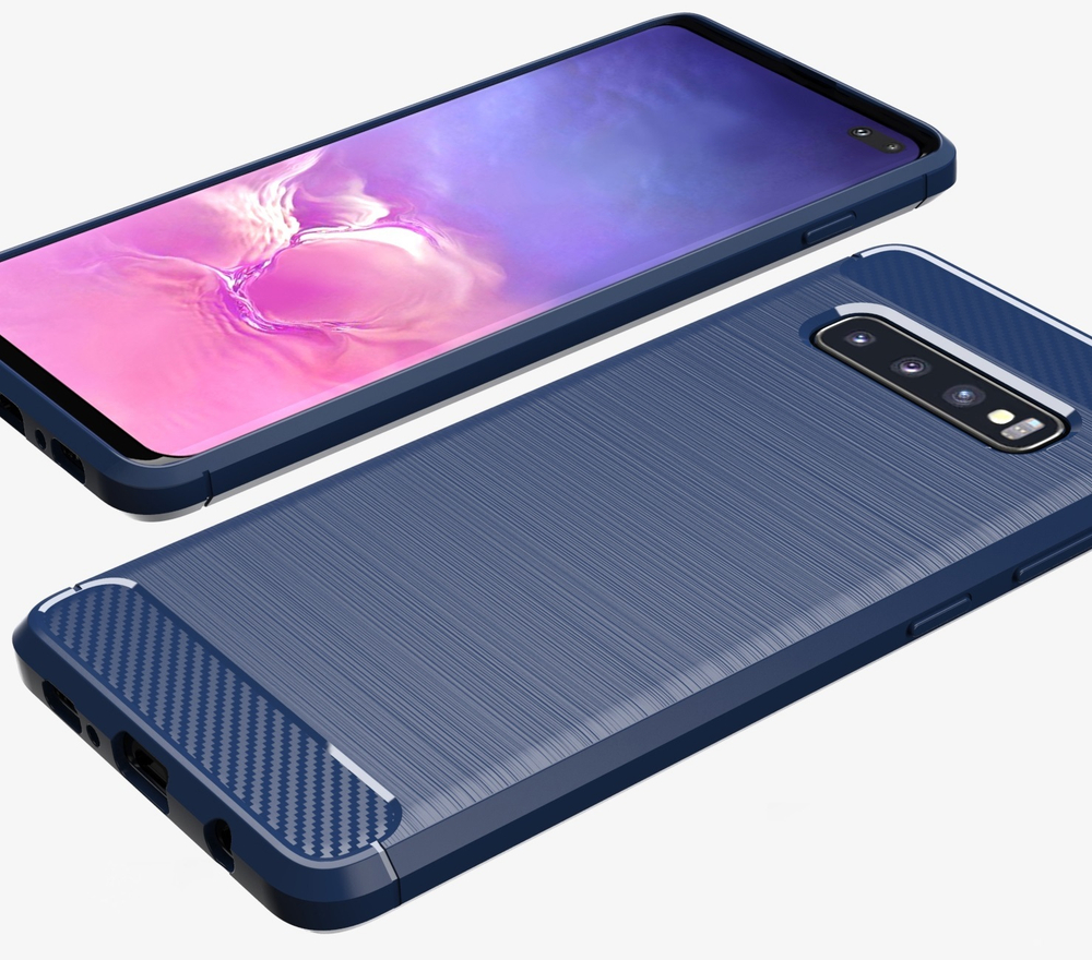 Чехол для Samsung Galaxy S10 Plus цвет Blue (синий), серия Carbon от Caseport