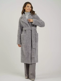 Шуба женская чебурашка тедди пальто из шерсти мериноса, серый, SilverFox