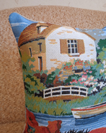 Декоративный гобеленовый чехол для интерьерной подушки Домик у реки 38*38