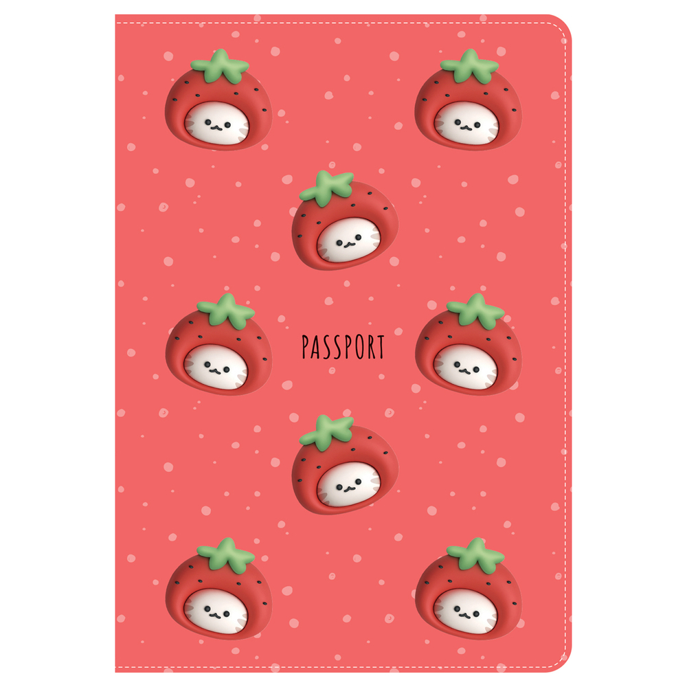 Обложка для паспорта "Strawberry", ПВХ, 2 кармана, MESHU