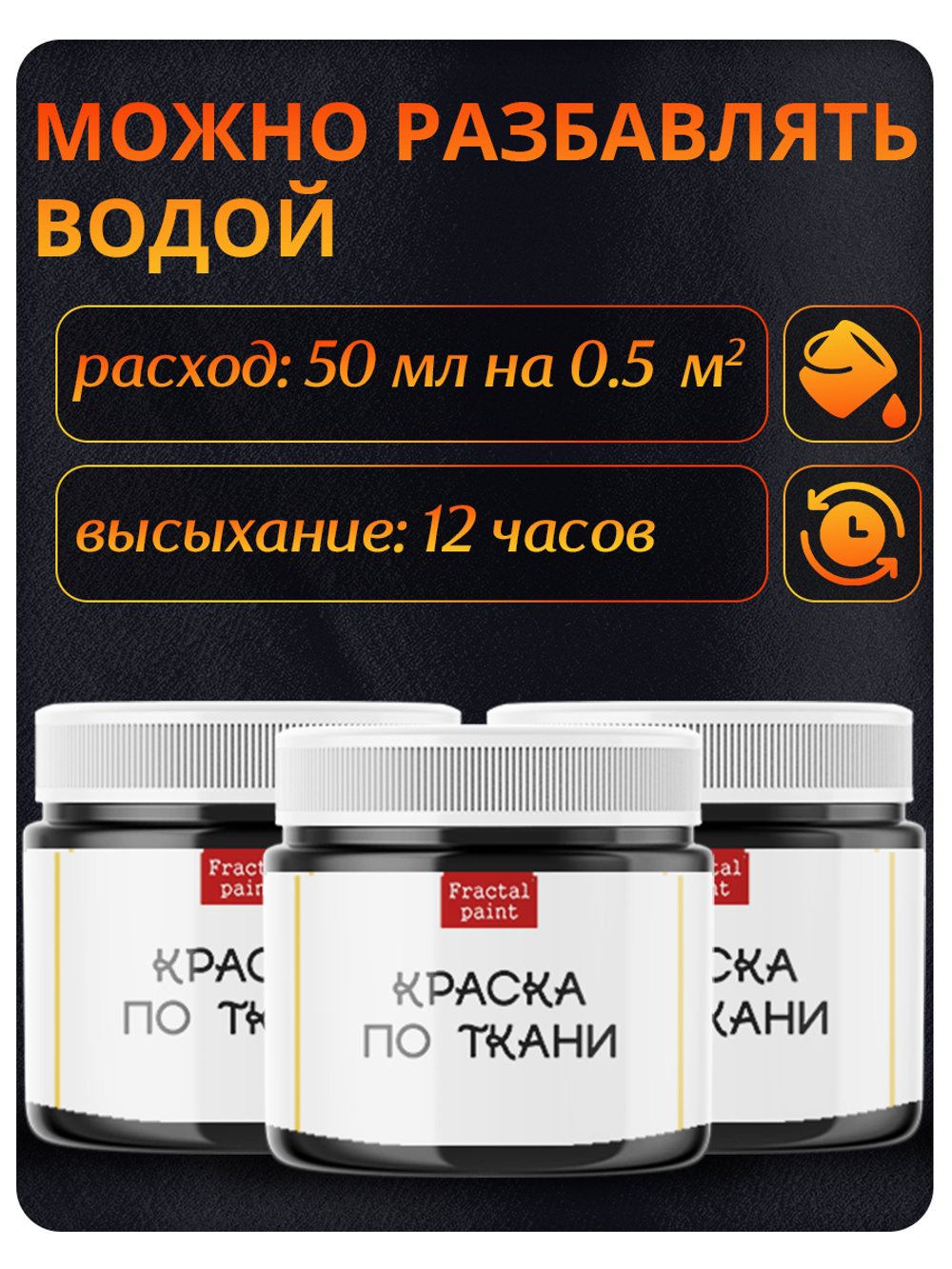 Комбо красок по ткани (черная) 3х20 мл