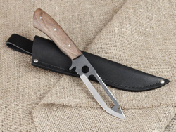 Рыбацкий нож "Акула", цельнометаллический, сталь 65х13, рукоять орех