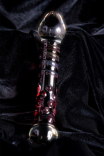 Фаллоимитатор Sexus Glass стеклянный с красными полосками 21 см