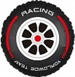 Шар (18""/46 см) Круг, Гоночное колесо, Черный/Красный, 1 шт. И057