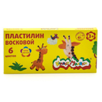 Пластилин восковой 6цветов, 90 гр, со стеком (Каляка-Маляка)