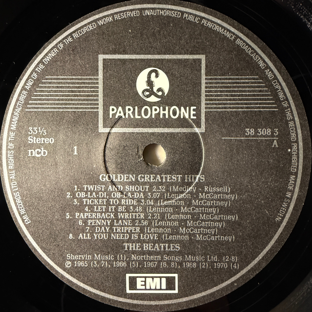 The Beatles ‎– Golden Greatest Hits (Швеция 1979г.)