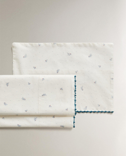 Комплект постельного белья Zara Home, 75х100 см, хлопок 100%, с растительным принтом, 1661/499