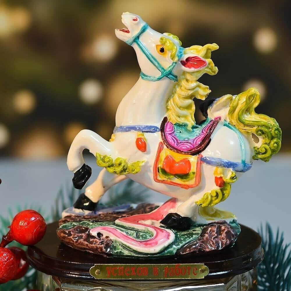 Фигурка Лошадь Китайская тема, ручная работа 9см