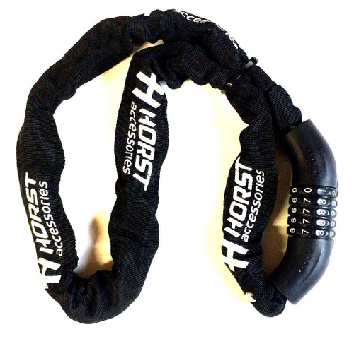 Замок вело цепь (5 разрядов) 6х1200мм кодовый черный HORST