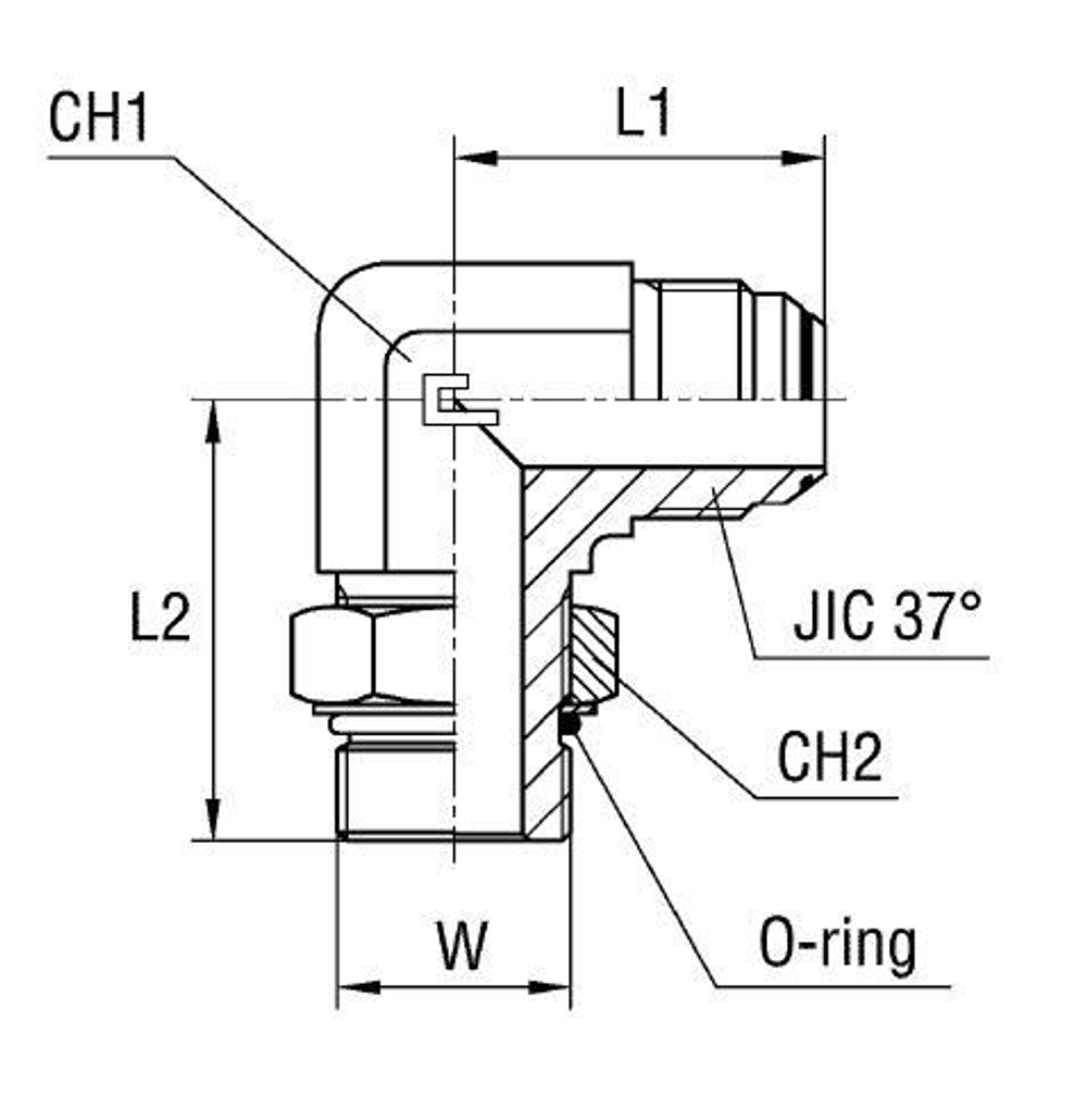 Штуцер FRA90 JIC 1.1/16 - UNF 1.1/16