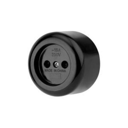 Розетка штепсельная карболитовая открытой установки б/з 16А, черная REXANT