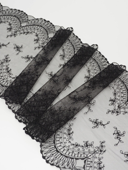 Вышивка на сетке черная неэластичная ширина 22 см