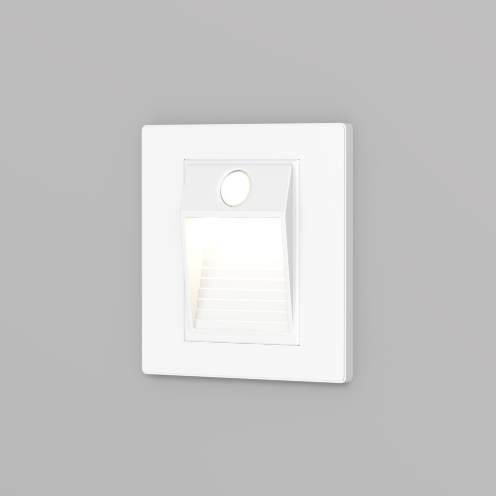 DK1020-WH Светильник встраиваемый в стену c датчиком движения, IP 20, LED 3000, 1 Вт, белый, пластик
