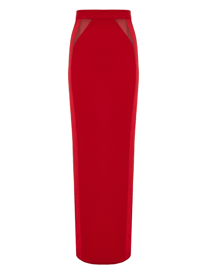 Юбка макси со вставками из сетки