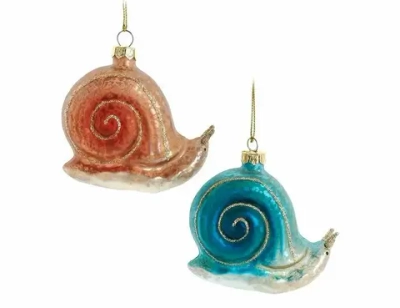 Игрушка Улитка зеленая, стекло, Н 7,5 см КА