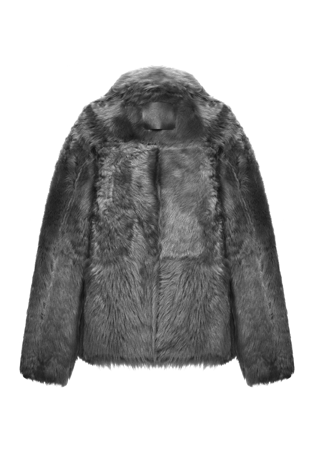 Двусторонняя чёрно-серая шуба-дублёнка