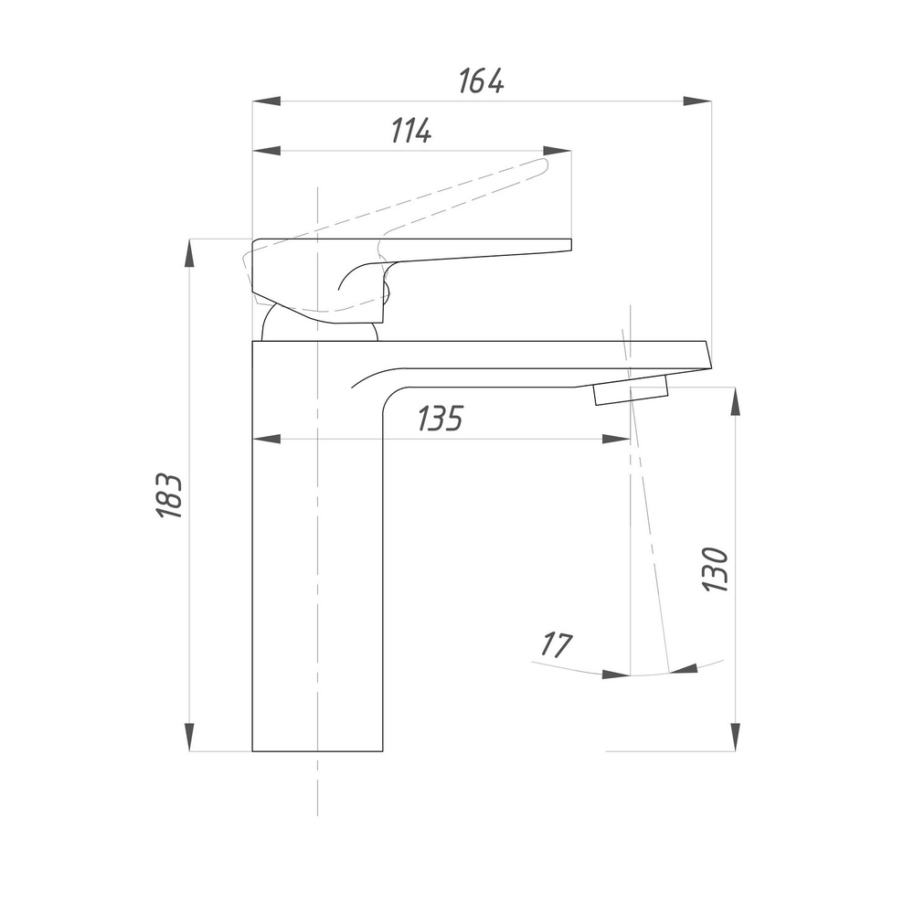 Смеситель для раковины 35к ПРОФСАН ПСМ-400-5 "400" литой, п/шпильку, ХРОМ
