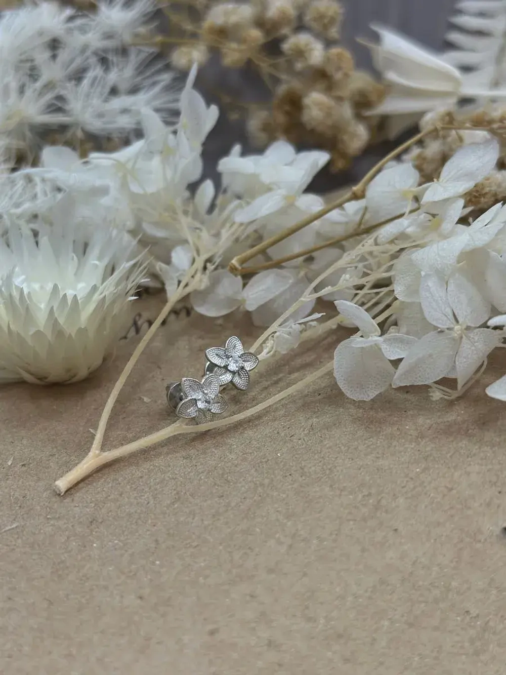 Серебряные пусеты "Цветок"