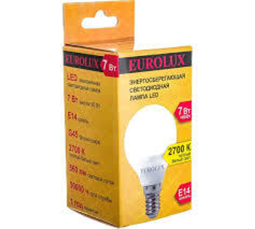 Лампа светодиодная EUROLUX LL-E-G45-7W-230-2,7K-E14