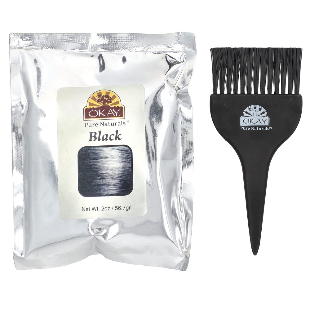 Okay Pure Naturals, травяная краска для волос, хна, черный, 56,7 г (2 унции)