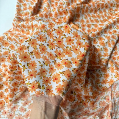 Вискоза (штапель) Оранжевые герберы