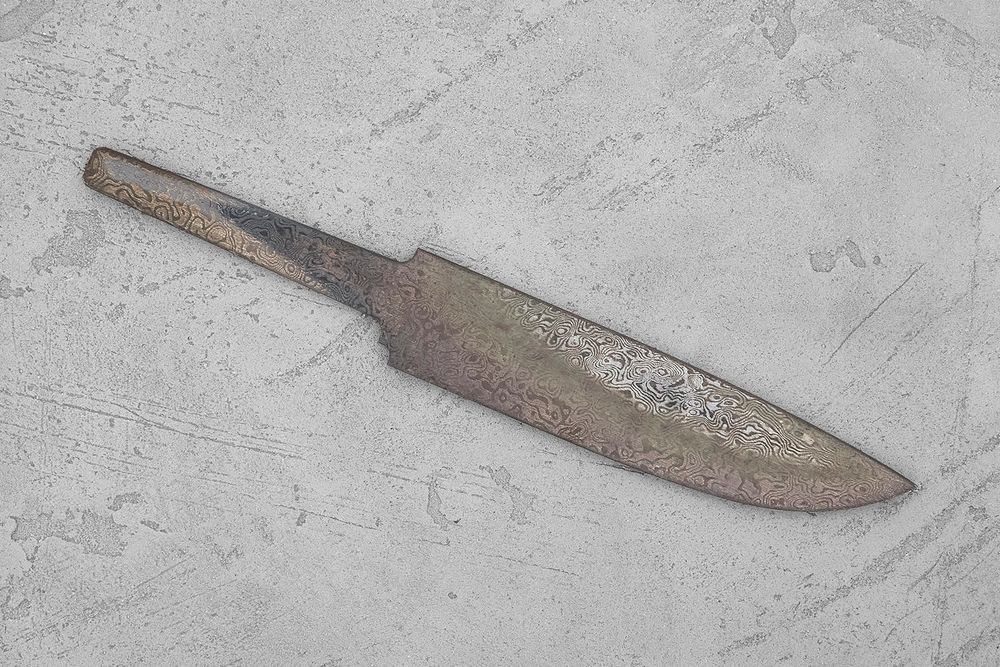 Заготовка для ножа, дамаск ZDI-1016 дикий 4,2мм. Модель "Сканди-II" с клинком 130мм, ТО 58-60HRC