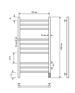 Полотенцесушитель электрический с/т Comfysan Pioli-K EC-10 100/50, MAT GOLD RAL