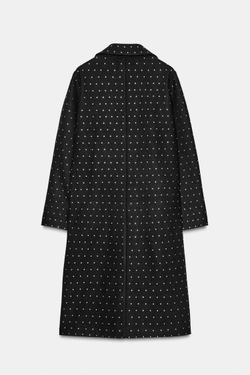 ZARA МЯГКОЕ ПАЛЬТО СО СТРАЗАМИ, ЧЕРНЫЙ
