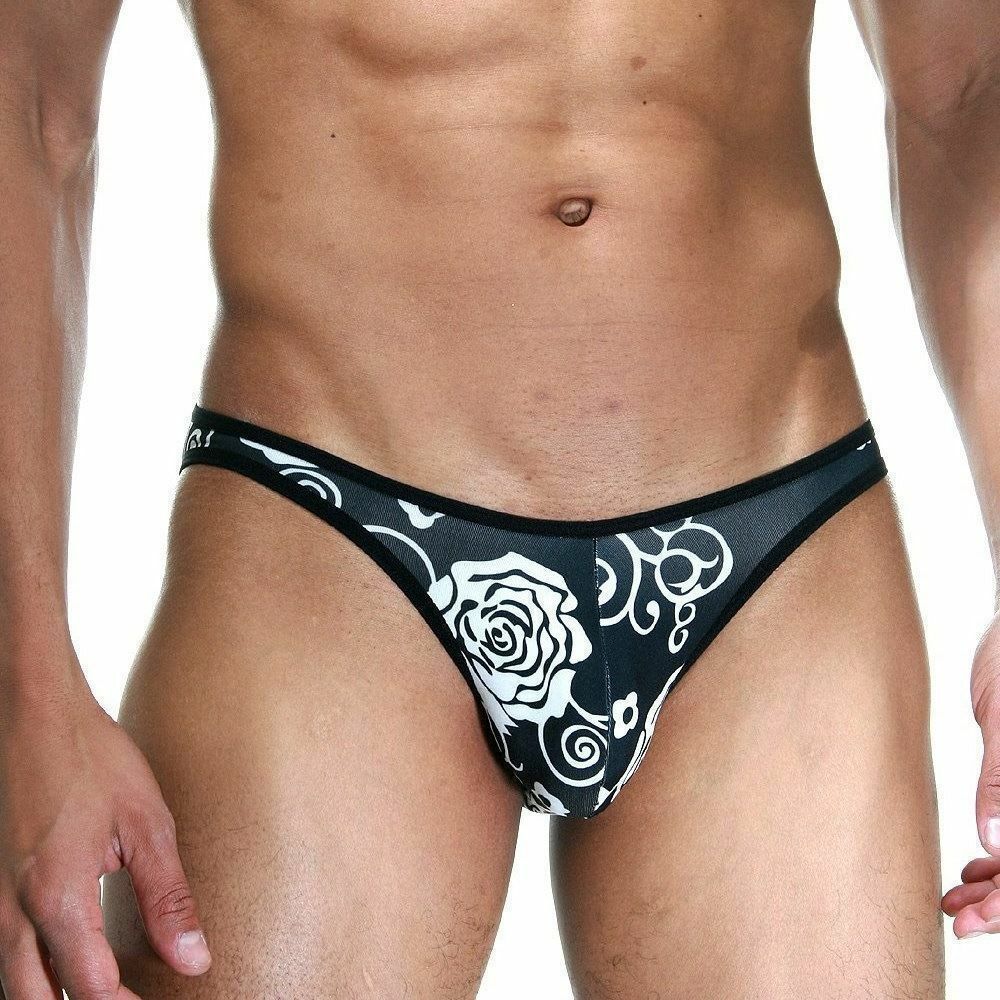 Мужские трусы слипы черные с белыми цветами Cosmos Colors WR20_BW