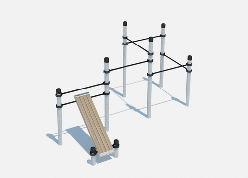 Воркаут-комплекс: 5 турников и наклонная скамья (цинк)