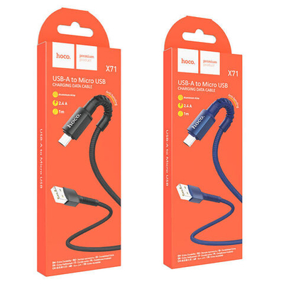 Кабель HOCO X71 USB-microUSB 2.4A 1м Nylon Blue