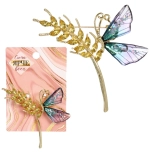 Брошь «KLEVER KS», Бабочка на колоске, цвет как на фото, 5.5*5.7см (символ Возрождения)