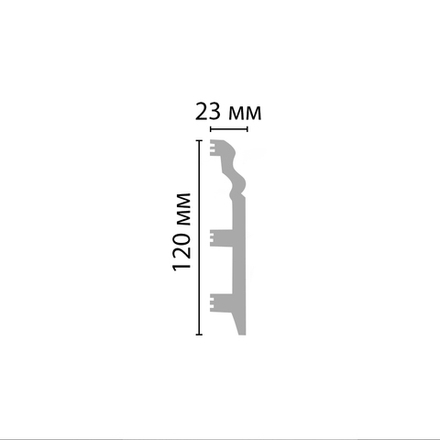 Плинтус напольный дюрополимер под покраску D233 120×23×2000 мм DecoMaster