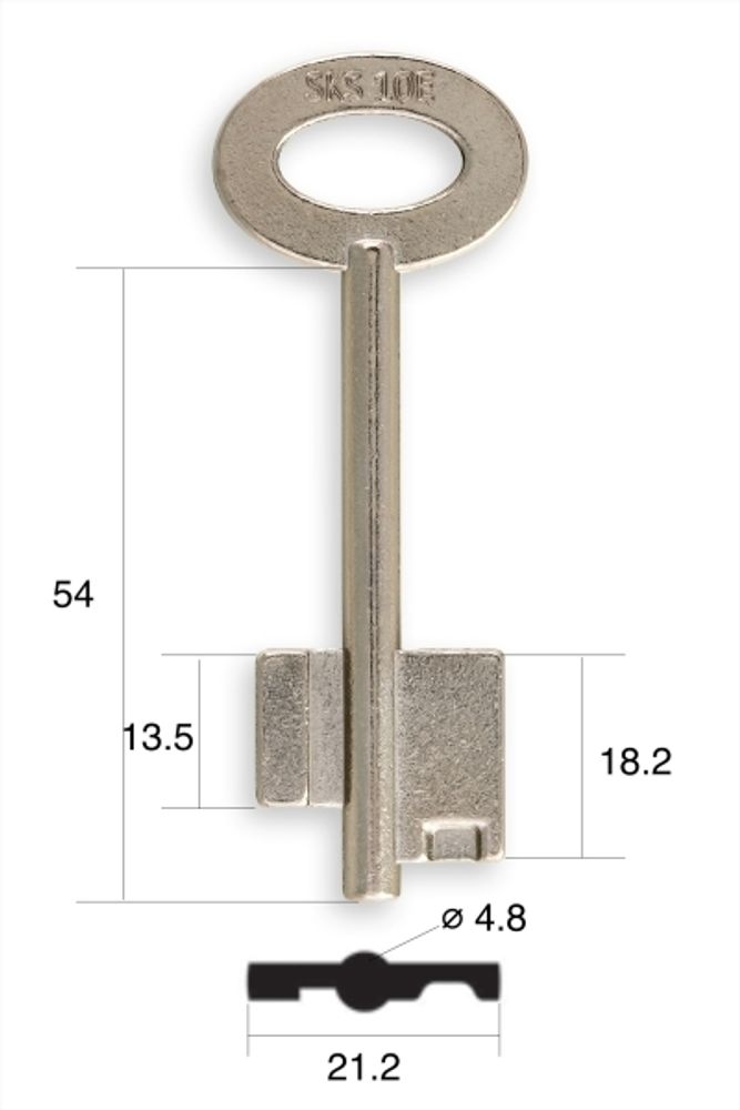 Заготовка сувальдного ключа 13386 SKS10E (GARTEX) (ИМП.)