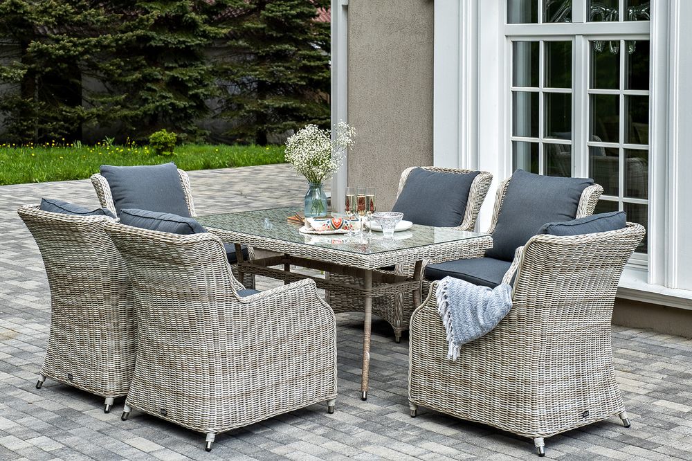 "Неаполь" обеденная группа плетеная из искусственного ротанга, цвет бежевый