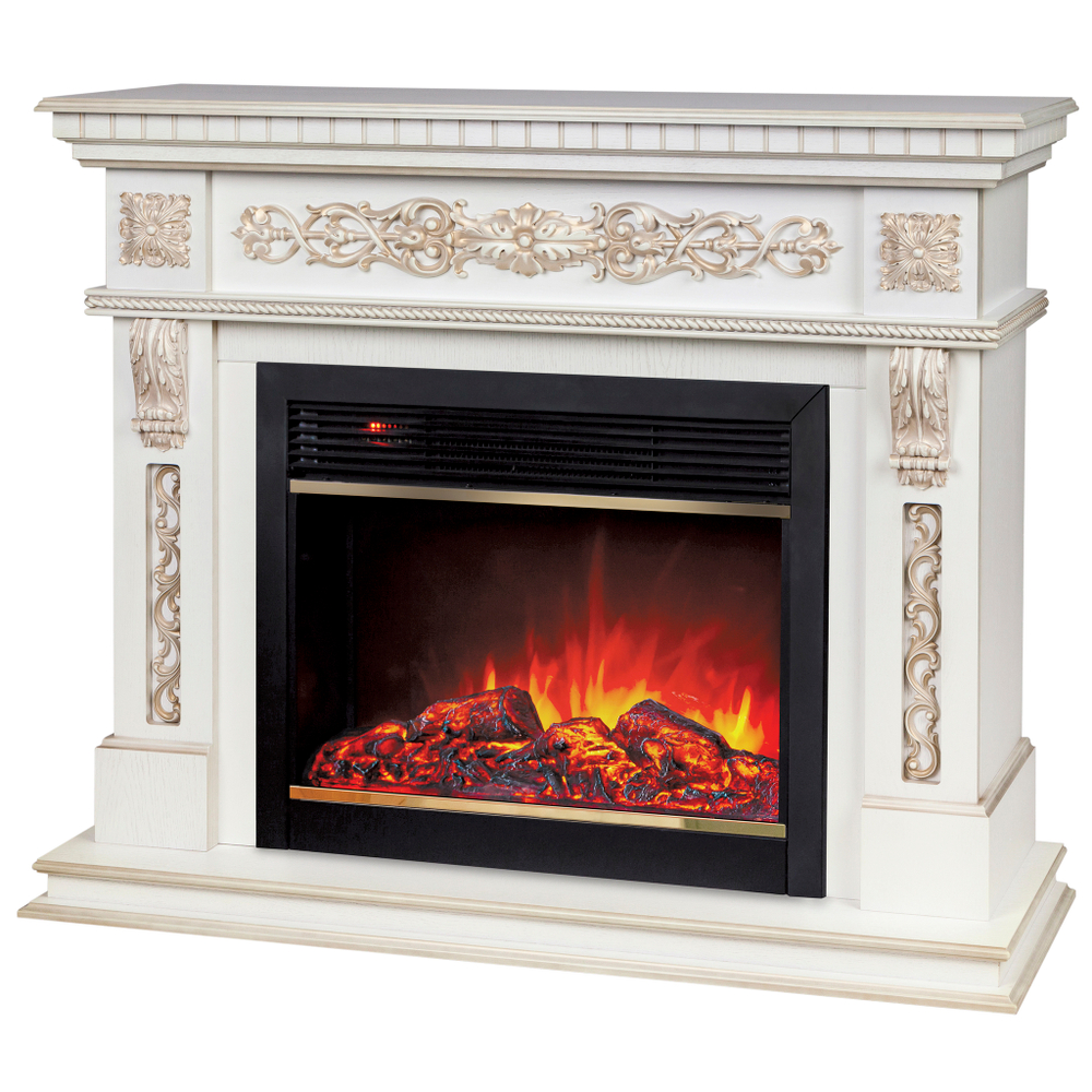 Каминокомплект Real Flame Estella 25,5/26 WT с очагом Moonblaze Deluxe Brass