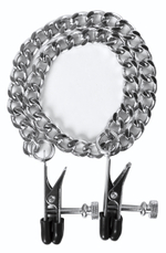 Регулируемые зажимы на соски Flat Nipple Screw с цепочкой (Цвет: серебро)