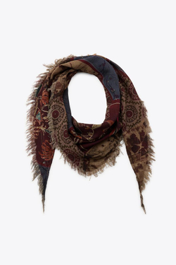 ZARA БАНДАНА С ПРИНТОМ, БАКЛАЖАННЫЙ