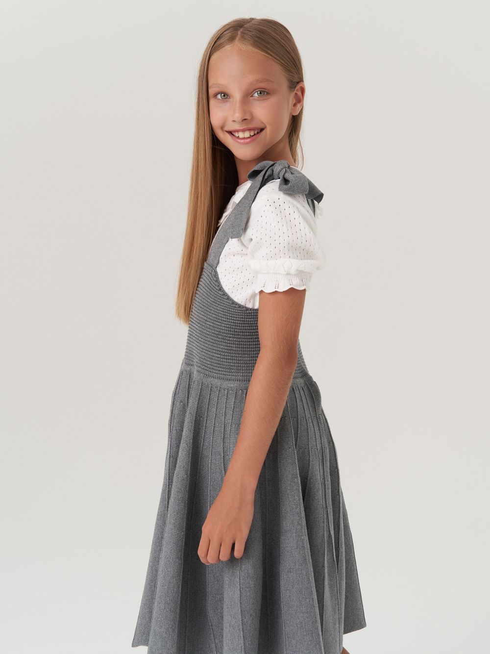 Сарафан школьный для девочки AT972-218 серый