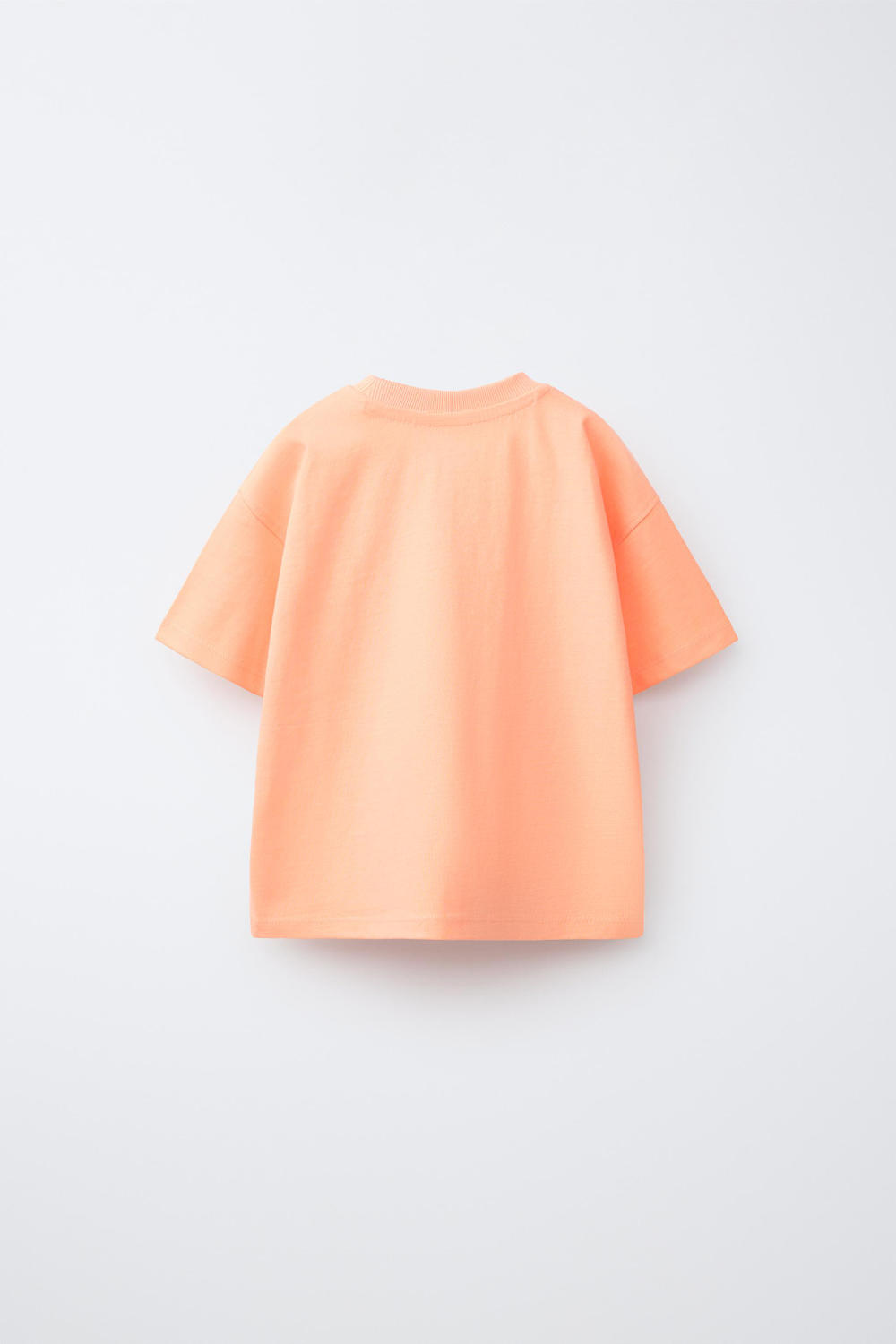 ZARA ФУТБОЛКА С ПРИНТОМ, НЕОНОВО-ОРАНЖЕВЫЙ