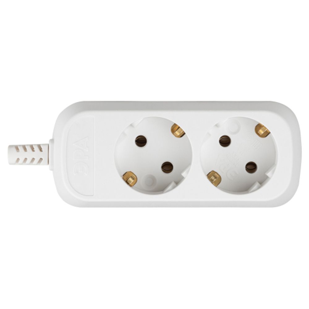 Колодка ЭРА KX-2e 2 розетки с зазeмлением белая | Колодки