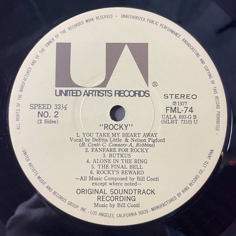 Винтажная виниловая пластинка LP Bill Conti Rocky Original Motion Picture Score (Japan 1977) (No Obi) Gonna Fly Now FML-74