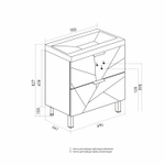 Тумба д/ванной "Гранд-70"  под раковину Марго-70 (MIXLINE) (ПВХ)